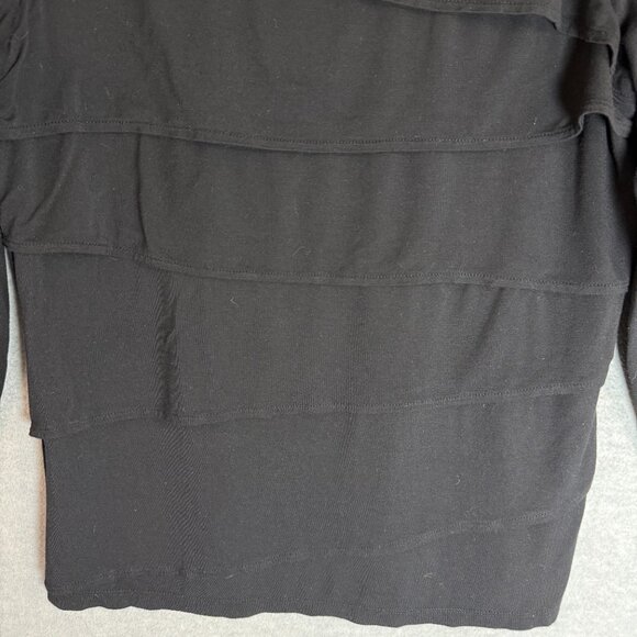 Chico's 2 L Tiered Stretchy Knit Bandage Style Top Black Long Sleeve Rayon Blend - Picture 4 of 10